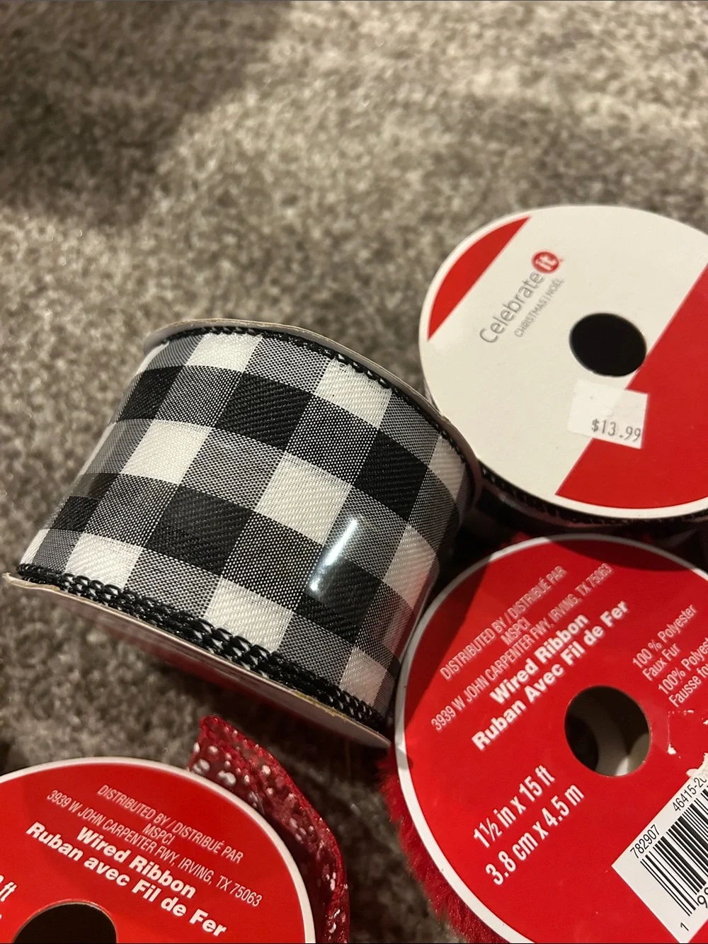 Holiday Ribbon Craft assorted Set - Red, Silver, Gold, Green, plaid